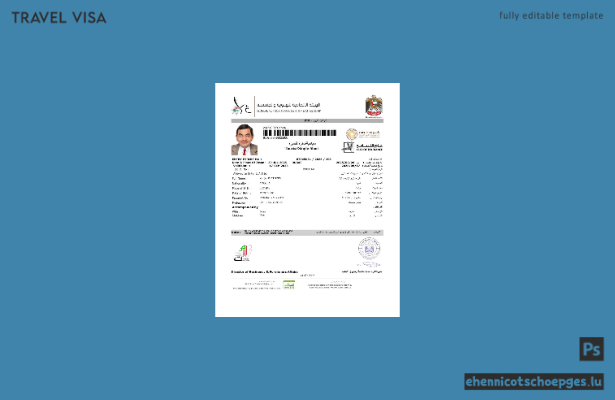 E-Visum für die VAE in den Formaten Word und PDF, Version 7 – Beispielvorschau